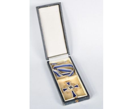 WWII Second World War Third Reich German Nazi ' Mothers Cross ' Cross Of Honour Of The German Mother medal. Enamel in blue an
