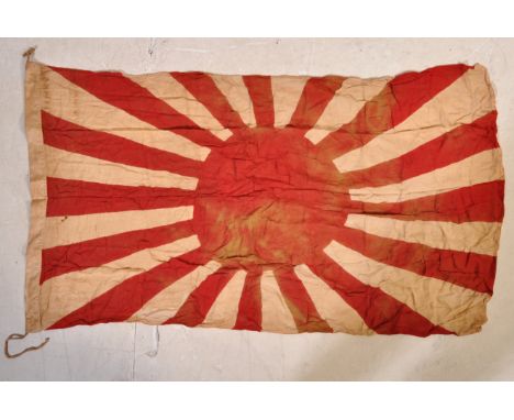 A WWII Second World War interest Imperial Japanese Army ' Rising Sun ' flag. White, with central red sun motif. No maker's ma
