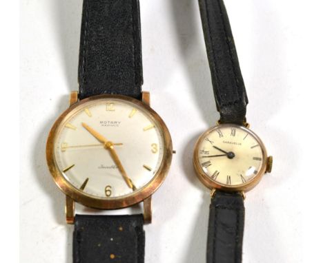 A lady's 9 carat gold wristwatch, signed Caravelle and a gents 9 carat gold Rotary wristwatch 