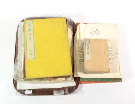 Eight Japanese Meiji period woodblock print books by Hokusai and other artists, together with four similar smaller books and 