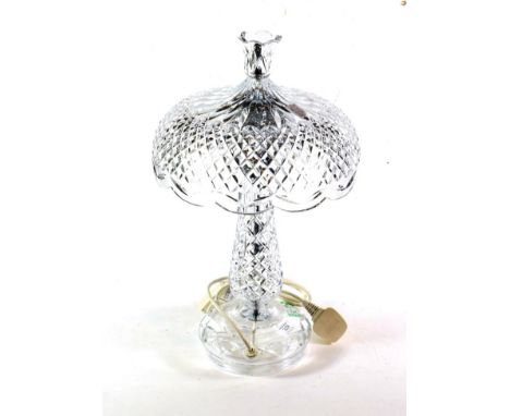 Waterford crystal 'Achillbeg' mushroom shaped table lamp, 50cm high, with box 