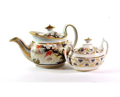 Newhall pattern 446 teapot; and a Minton sucrier pattern 253 (2) 