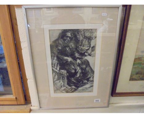 Bernard Scott Portrait of Seated Women titled to verso ' Bombed Out '