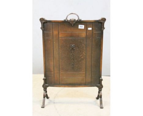 Arts and Crafts Copper Finish Firescreen, 71cms high x 48cms wide
