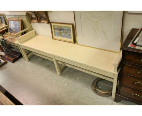 Vintage Painted Long Window Seat with Six Square Legs