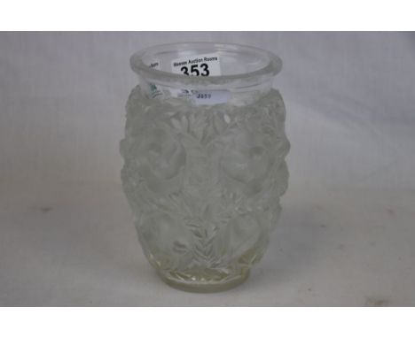 Lalique Bagatelle Love Bird Vase approx 17cm tall and engraved "Lalique France" to base (there has been extensive repairs to 