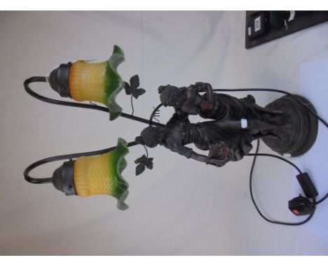 Art Nouveau Style Table Lamp in the form of Two Maidens, 66cms high