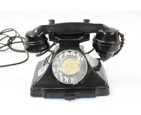 Vintage Black Bakelite Dial Telephone with Drawer, the handset stamped 164 S 44/1 