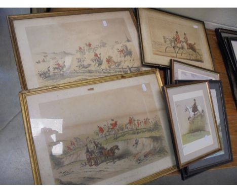Collection of Framed and Glazed Prints including Two Snaffles Hunting Prints, Four Further Hunting Prints and Two Fishing Pri
