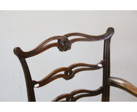 George III Mahogany Armchair with pierced ladder back and drop in seat