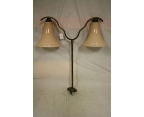 Art Deco Two Branch Hanging Light Fitting with Two Coral Glass Shades