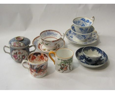 Six various antique tea cups, coffee cans and tea bowls including Chinese, Spode and Aynsley