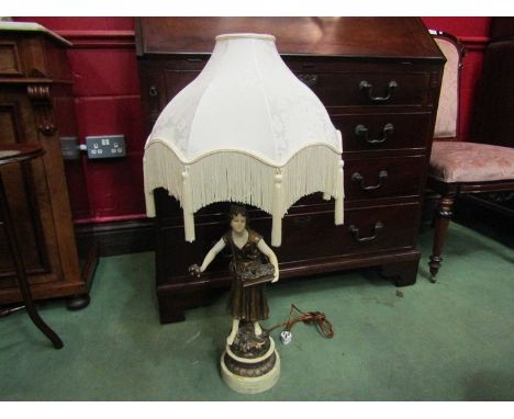 A Ferdinand Preiss style figural table lamp with shade,  82cm high 