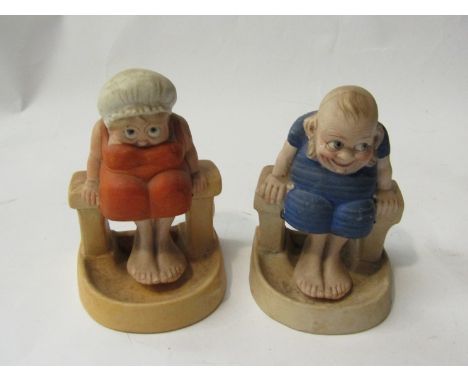 A pair of Edwardian bisque bathing belle "Swinging Leg" figures