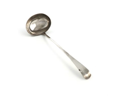 A George III Scottish provincial silver Old English pattern soup ladle, by James Erskine, Aberdeen circa 1800, the terminal w