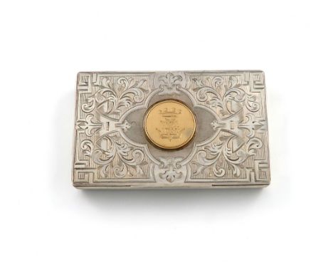 A Victorian silver snuff box, by The Pittway Brothers, London 1862, slender rectangular form, engraved decoration, the cover 