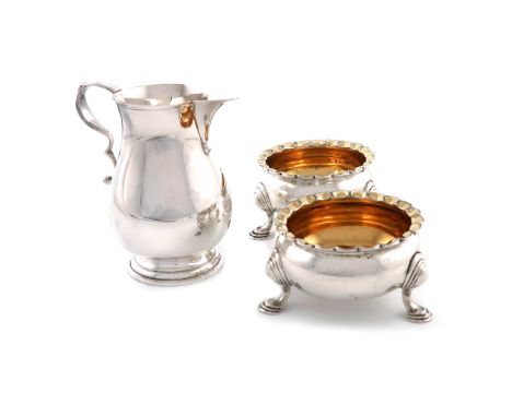 A pair of George II Scottish salt cellars, maker's mark William Gilchrist, assay master Hugh Gordon, Edinburgh 1756, circular