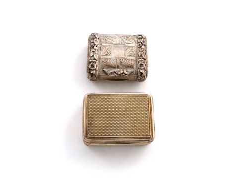 A George IV silver vinaigrette, by Robert Mitchell, Birmingham 1821, rectangular form, with foliate decoration, foliate strap