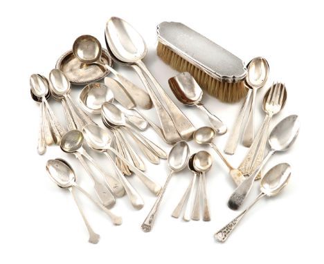 A mixed lot of silver items, various dates and makers, comprising: a Scottish toddy ladle, Edinburgh 1800, two tablespoons, a