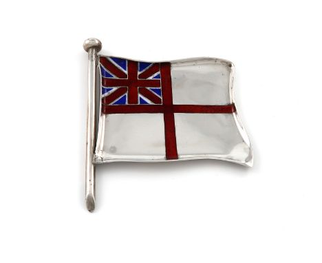 A late-Victorian novelty silver and enamel dish, by Cohen &amp; Charles, London 1896, modelled as the Royal Navy White Ensign