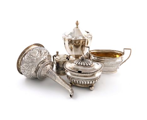 A mixed lot of silver items, various dates and makers. comprising: a George III wine funnel, by Charles Fox, London 1818, cir