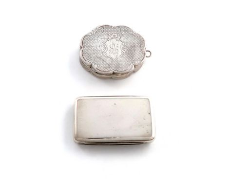 A Victorian silver vinaigrette, by Thomas Whitehouse, London 1875, plain rectangular form, plain thumb-pieces, the interior w