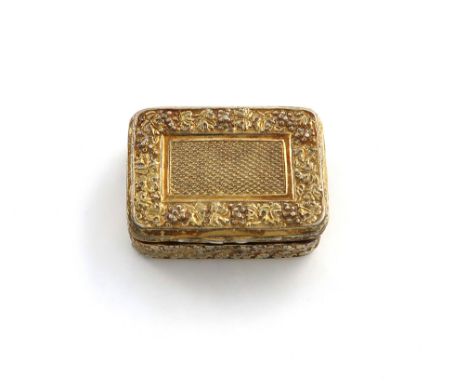 A George III silver-gilt vinaigrette, by Samuel Pemberton, Birmingham 1814, rectangular form, with engine-turned and chased f