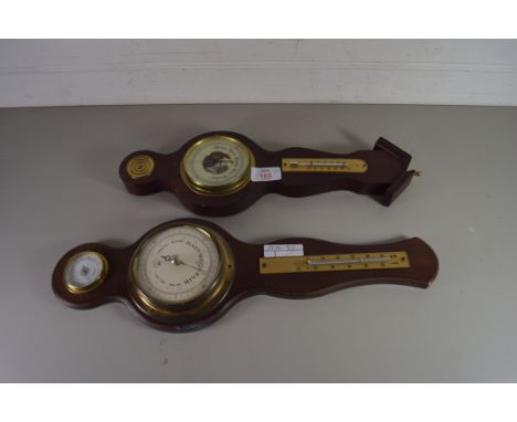 TWO MODERN BAROMETER AND THERMOMETER COMBINATIONS
