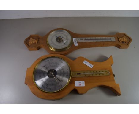 TWO CONTEMPORARY ANEROID BAROMETER THERMOMETER COMBINATIONS
