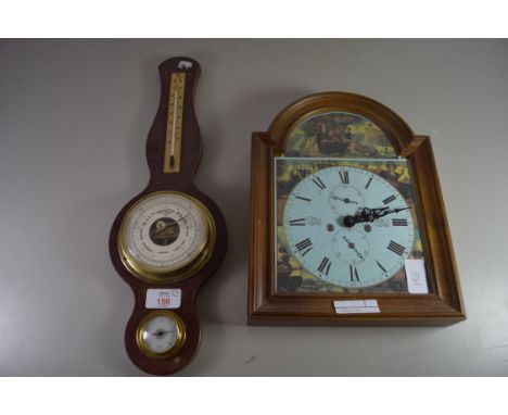 MODERN ANEROID BAROMETER AND THERMOMETER COMBINATION, TOGETHER WITH A MODERN BIG BEN WALL CLOCK WITH QUARTZ MOVEMENT
