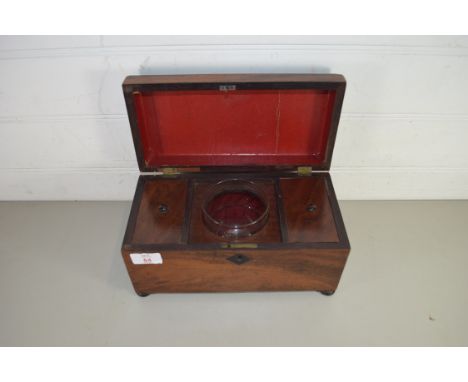 19TH CENTURY MAHOGANY SARCOPHAGUS FORMED TEA CADDY WITH FITTED INTERIOR