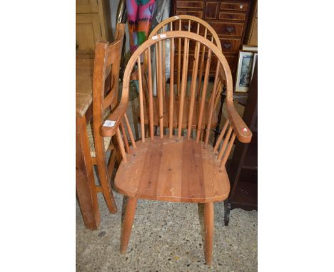 PAIR OF PINE STICK BACK KITCHEN CHAIRS