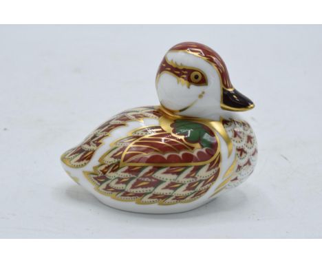 Boxed Royal Crown Derby paperweight in the form of a Bakewell Duckling. First quality with stopper and certificate. In good c