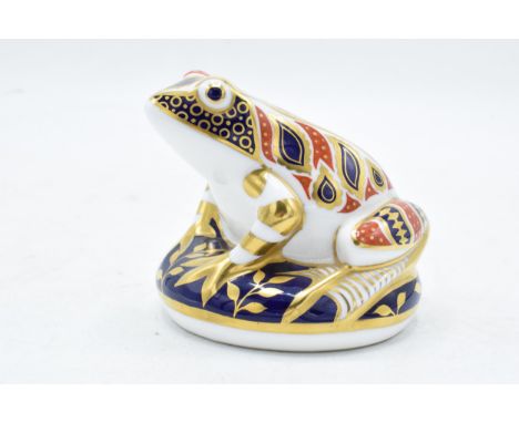 Royal Crown Derby paperweight in the form of a Imari Frog. First quality with stopper. In good condition with no obvious dama