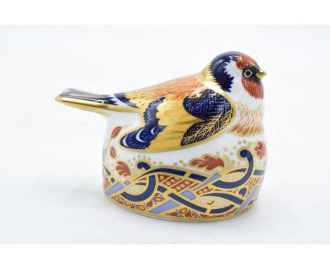 Royal Crown Derby paperweight in the form of a Goldfinch Nesting. First quality with stopper. In good condition with no obvio