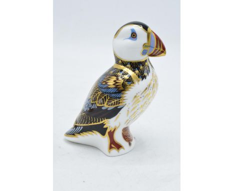 Royal Crown Derby paperweight in the form of a Puffin. First quality with stopper. In good condition with no obvious damage o