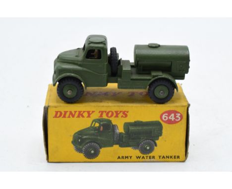 Boxed Dinky Toys Army Water Tanker 643. In good condition with some evidence of use and play-wear such as small paint chips, 