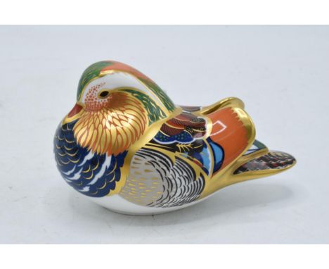 Boxed Royal Crown Derby paperweight in the form of a Mandarin Duck. First quality with stopper. In good condition with no obv