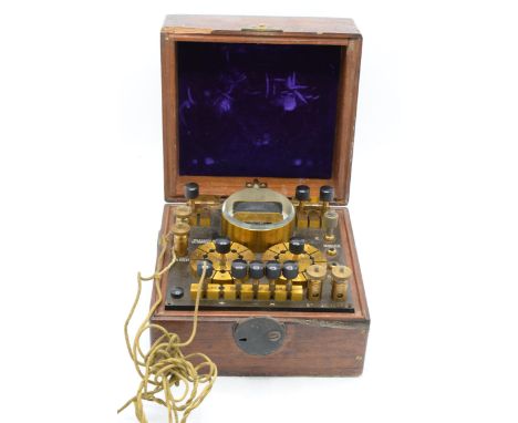 Early 20th century Telegraph Line Test Set 'Telegraph Works Silvertown London No. 1786' with brass terminals and a galvanomet