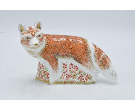 Boxed Royal Crown Derby paperweight in the form of Mother Fox. First quality with stopper. In good condition with no obvious 