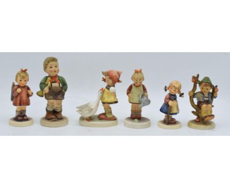A collection of Goebel / Hummel figures to include What's That?, boy in apple tree, boy with trumpet and 3 others (6). In goo