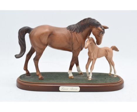 Beswick horses group First Born on wooden plinth (Doulton backstamp). In good condition with no obvious damage or restoration