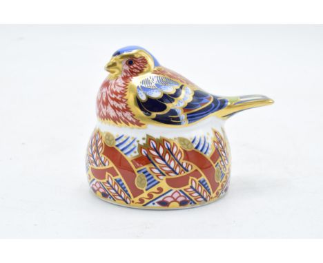 Royal Crown Derby paperweight in the form of a Chaffinch Nesting. First quality with stopper. In good condition with no obvio