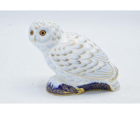 Royal Crown Derby paperweight in the form of a Snowy Owl. First quality with stopper. In good condition with no obvious damag