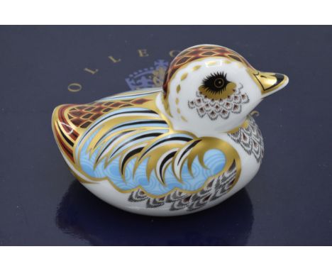 Boxed Royal Crown Derby paperweight in the form of a Collectors Guild Duckling. First quality with stopper. In good condition