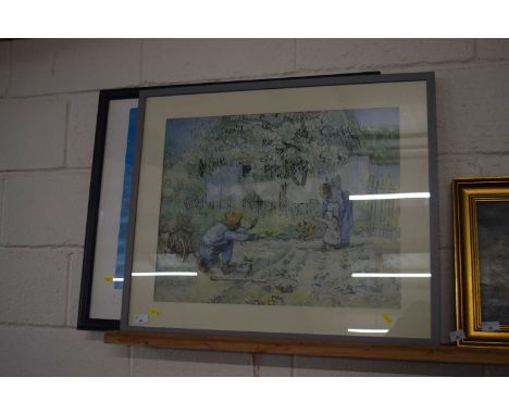Coloured print after Van Gogh and one other, framed and glazed