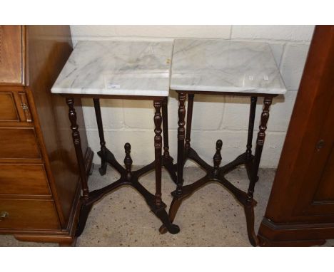Pair of modern marble top lamp tables