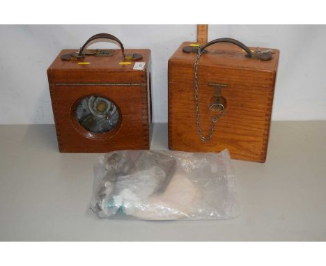 Two vintage pigeon racing clocks and a quantity of sundry items