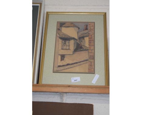 20th Century School architectural study entitled Corner of Old Bideford, watercolour, framed and glazed