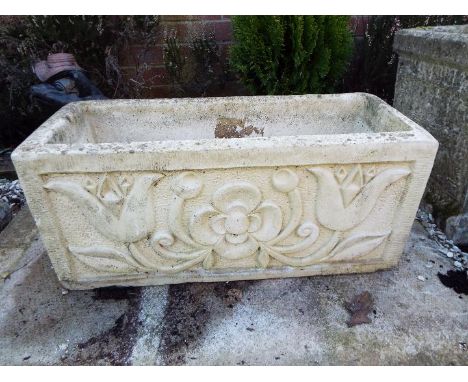 Garden stoneware - a rectangular planter, approx 26 cm (h) x 59 cm x 25 cm